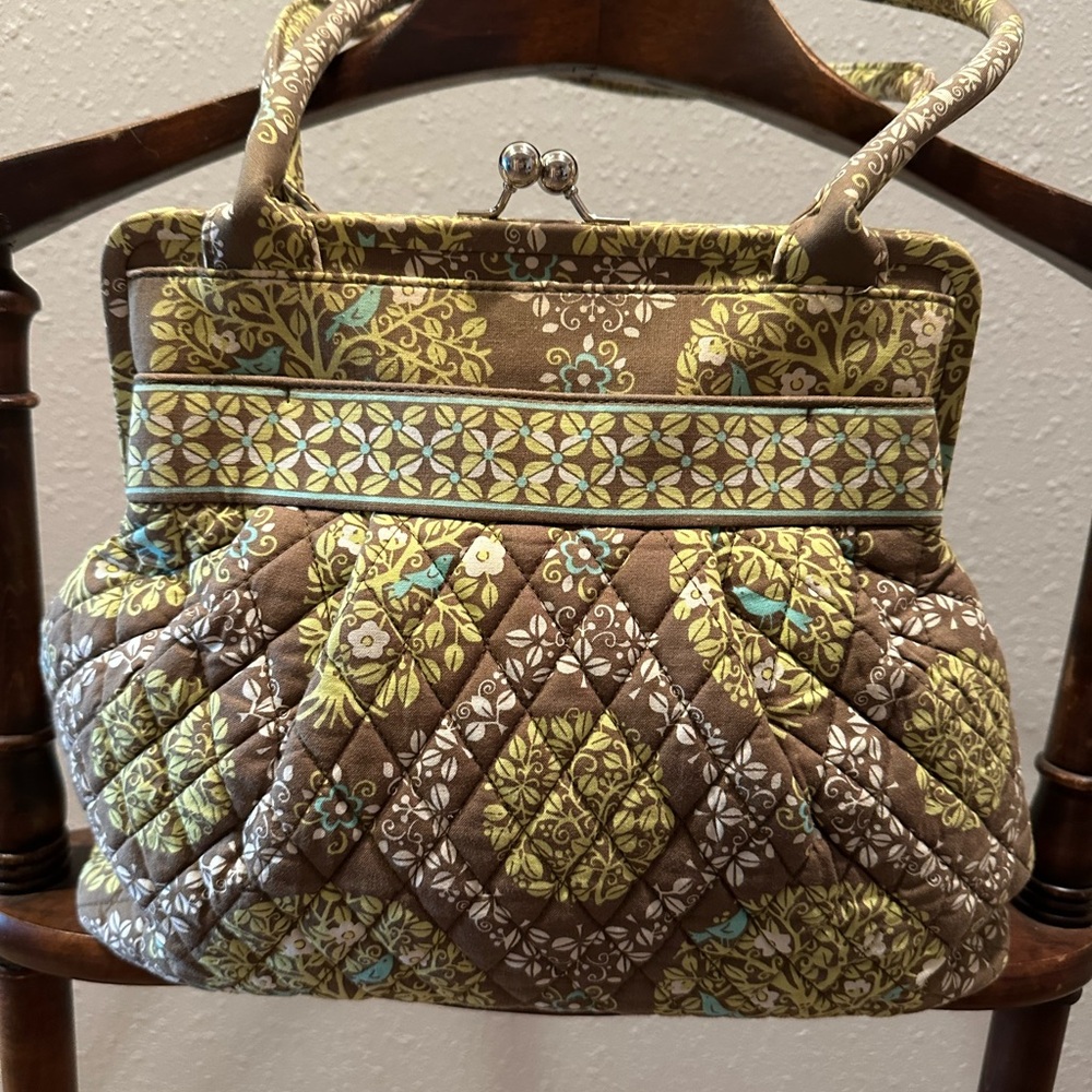 Vera Bradley Brown and Green Quilted Shoulder Bag